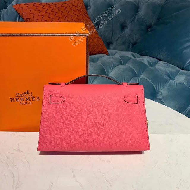Hermes女包 愛馬仕Kelly pochette一代手包 原廠epsom皮 唇膏粉/金扣 手工蠟線 Hermes手提女包  am1728